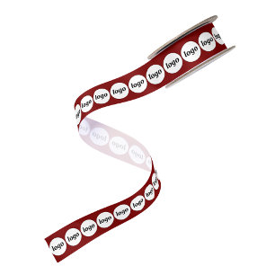 Simple Logo Business Pattern Burgundy Red Satin Ribbon