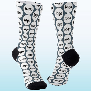 Simple Logo Business Pattern Charcoal Gray Socks