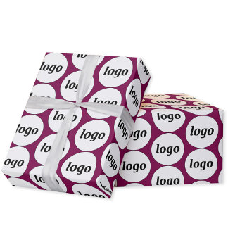 Simple Logo Business Pattern Dark Magenta Pink Wrapping Paper