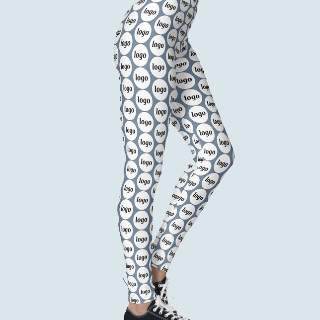 Simple Logo Business Pattern Dusty Blue Leggings (Simple logo pattern business promotional branding leggings)