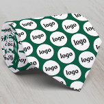 Simple Logo Business Pattern Forest Green Tie<br><div class="desc">Simple logo pattern design to foster brand loyalty and promote your small business.  Ideal as a uniform and for a trade show or corporate event. Replace the logo with your own and change the forest green background colour in the Design Tool to customise.</div>