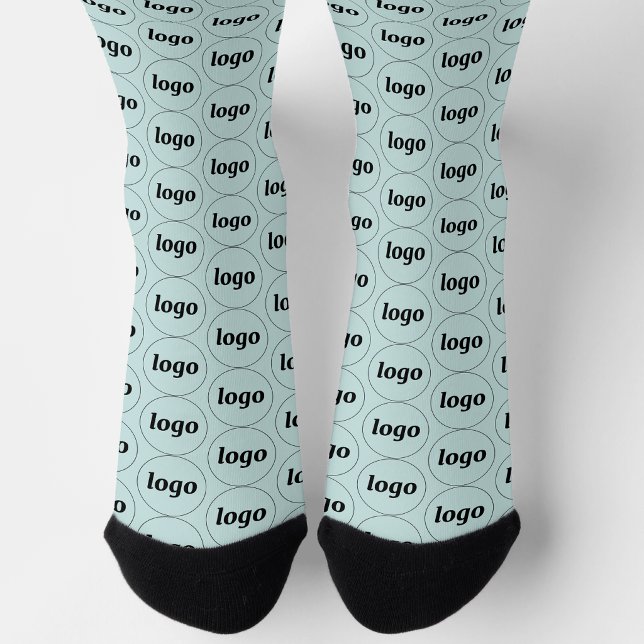 Simple Logo Business Pattern Light Green Socks (Simple logo pattern pastel light mint green business branding promotional socks)