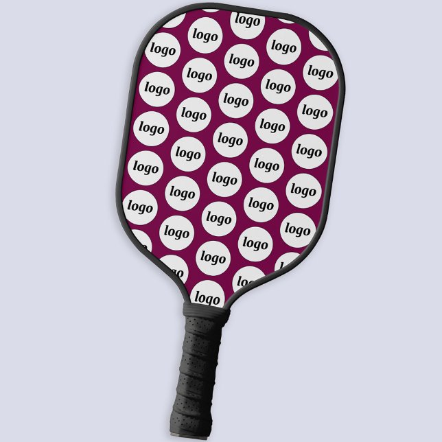 Simple Logo Business Pattern Magenta Pink Pickleball Paddle (Simple logo pattern business branding promotional pickleball paddle in dark magenta pink wine)