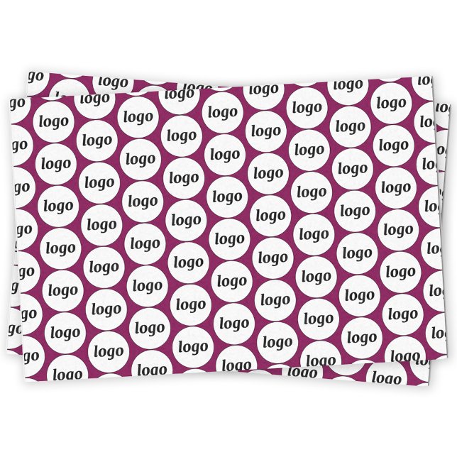 Simple Logo Business Pattern Magenta Pink Tissue Paper (Simple logo pattern business branding promotional tissue paper in dark magenta pink burgundy
)