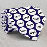 Simple Logo Business Pattern Navy Blue Tie<br><div class="desc">Simple logo pattern design to foster brand loyalty and promote your small business.  Ideal as a uniform and for a trade show or corporate event. Replace the logo with your own and change the dark navy blue background colour in the Design Tool to customise.</div>