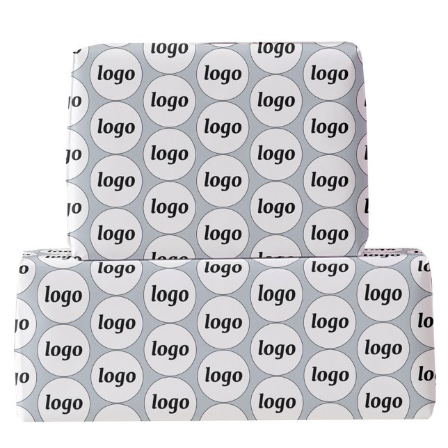 Simple Logo Business Pattern Powder Blue Wrapping Paper (Logo pattern business promotional dusty pastel powder blue wrapping paper roll)