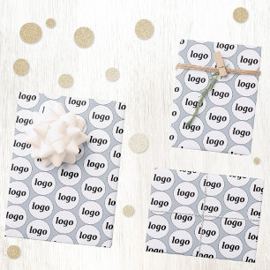 Simple Logo Business Pattern Powder Blue Wrapping Paper Sheet