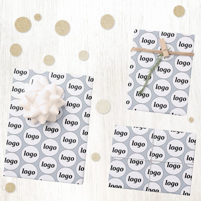 Simple Logo Business Pattern Powder Blue Wrapping Paper Sheet (Simple logo pattern business branding promotional wrapping paper sheets)