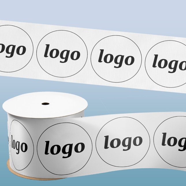 Simple Logo Business Pattern Satin Ribbon (Simple logo pattern satin ribbon promotional business brand packaging for stores, florists and more)