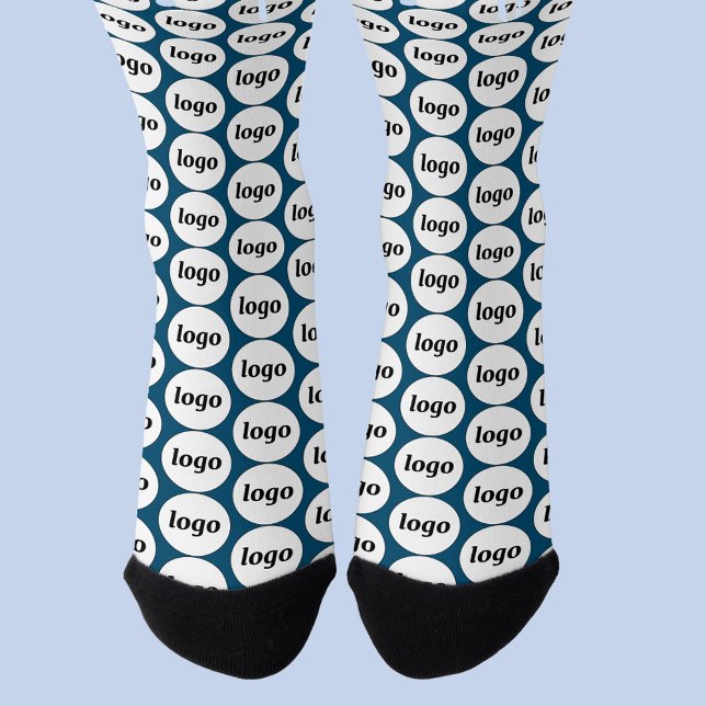 Simple Logo Business Pattern Teal Green Socks (Simple logo pattern business branding promotional socks)