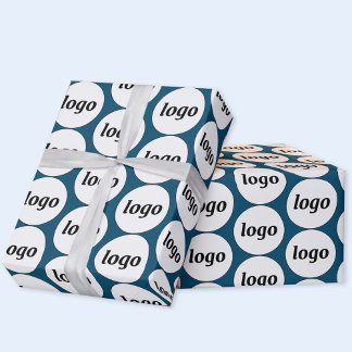 Simple Logo Business Pattern Teal Green Wrapping Paper