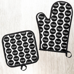 Simple Logo Business Promotional Pattern Oven Mitt & Pot Holder Set