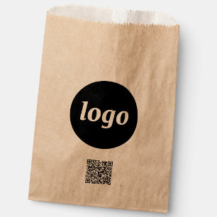 Simple Logo Business Promotional QR Code Kraft Favour Bags