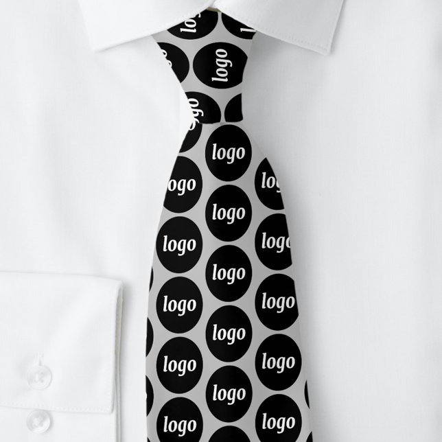 Simple Logo Business Silver Grey Tie (Logo pattern custom silver gray business promotional neck tie)