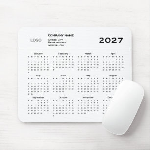 Simple logo company 2027 url yearly white mouse mat