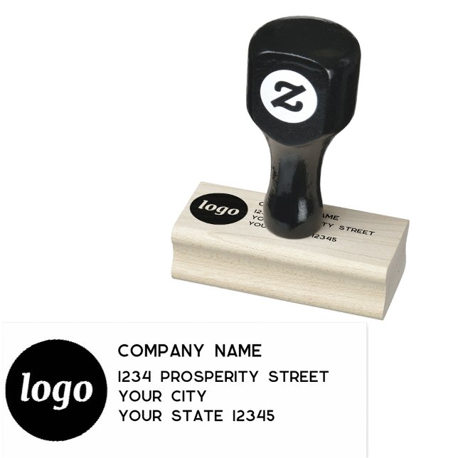 Simple Logo Company Return Address Rubber Stamp (Logo and custom text business promotional rubber stamp)