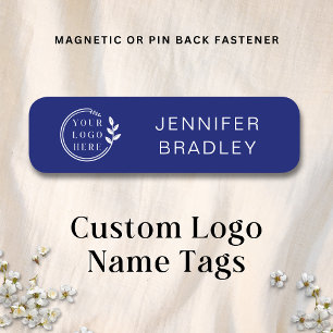 Simple Logo Custom Name Navy Blue Corporate Name Tag