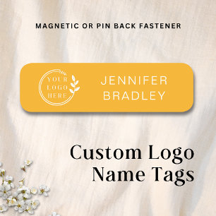 Simple Logo Custom Name Yellow Corporate Business Name Tag