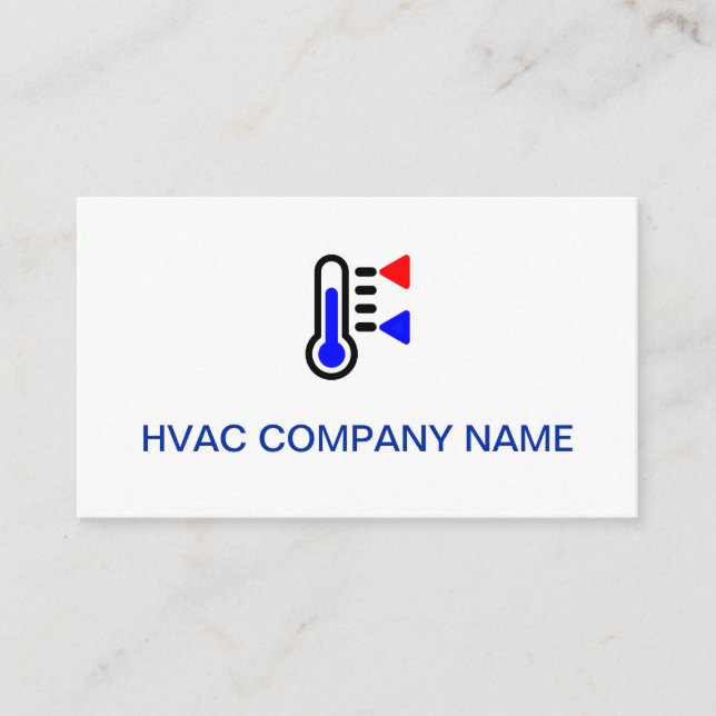 Simple Logo (Heat, Cool) Professional AC HVAC Business Card (Front)