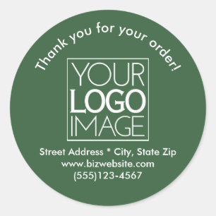 Simple Logo Hunter Green Business Thank You Classic Round Sticker