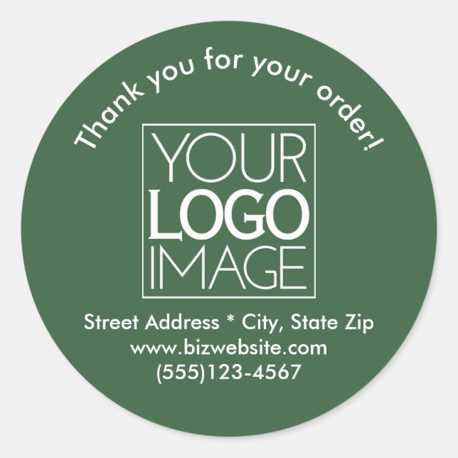 Simple Logo Hunter Green Business Thank You Classic Round Sticker (Front)