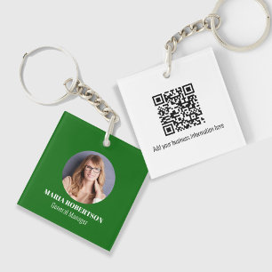 Simple Logo Minimalist QR Code Green Key Ring