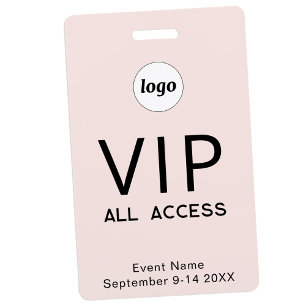 Simple Logo Minimalist VIP All Access Pass Event ID Badge
