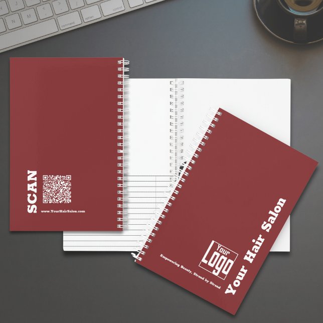 Simple Logo Motto Burgundy White Hair Salon Notebook (Simple Logo Motto Burgundy White Hair Salon Notebook)