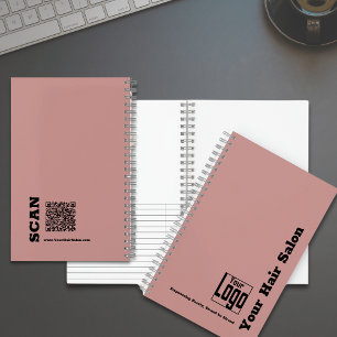 Simple Logo Motto Pink Black Hair Salon Notebook