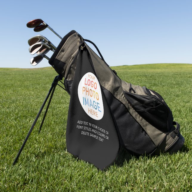 Simple Logo or Photo Personalised Custom Colour Golf Towel (Green)