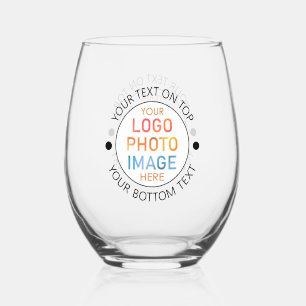 Simple Logo or Photo Personalised Custom Stemless Wine Glass