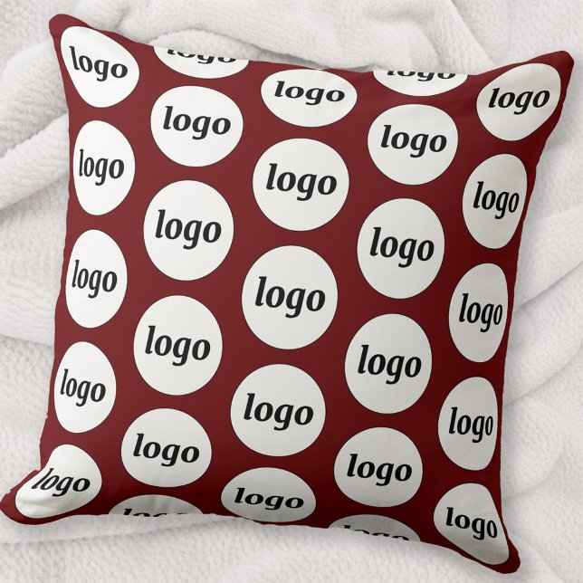 Simple Logo Pattern Burgundy Cushion (Simple logo pattern business branding throw pillow in dark red burgundy
)