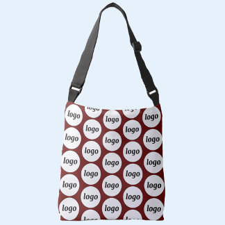 Simple Logo Pattern Business Burgundy Crossbody Bag