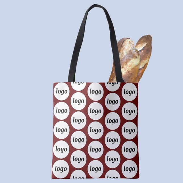 Simple Logo Pattern Business Burgundy Tote Bag (Simple logo pattern business branding promotional burgundy red tote bag)