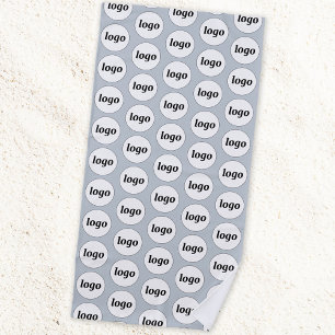 Simple Logo Pattern Business Promotional Blue Beach Towel