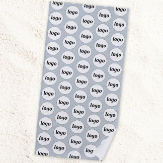 Simple Logo Pattern Business Promotional Blue Beach Towel