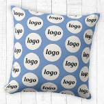 Simple Logo Pattern Business Promotional Blue Cushion<br><div class="desc">Simple minimalist logo design to foster brand loyalty and promote your small business. Replace the logo with your own and change the background colour in the Design Tool to customise. Use them in your business, hotel, cafe, restaurant, office or store front, or sell or give them away to your customers...</div>