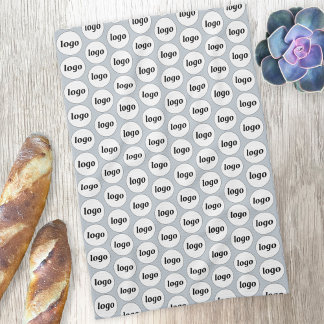 Simple Logo Pattern Business Promotional Blue Tea Towel