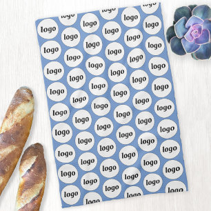 Simple Logo Pattern Business Promotional Blue Tea Towel