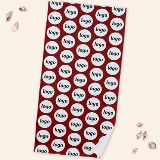 Simple Logo Pattern Business Promotional Burgundy Beach Towel