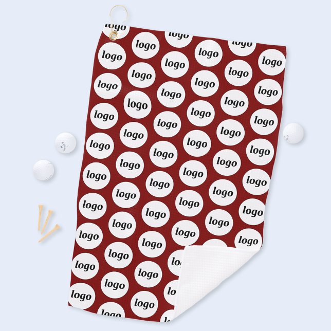 Simple Logo Pattern Business Promotional Burgundy Golf Towel (Simple logo pattern business promotional golf towel in dark burgundy red)
