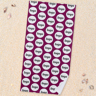 Simple Logo Pattern Business Promotional Magenta Beach Towel