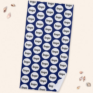 Simple Logo Pattern Business Promotional Navy Blue Beach Towel
