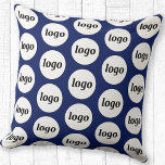 Simple Logo Pattern Business Promotional Navy Blue Cushion<br><div class="desc">Simple minimalist logo design to foster brand loyalty and promote your small business. Replace the logo with your own and change the background colour in the Design Tool to customise. Use them in your business, hotel, cafe, restaurant, office or store front, or sell or give them away to your customers...</div>