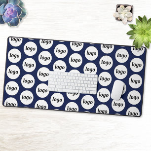 Simple Logo Pattern Business Promotional Navy Blue Desk Mat