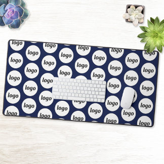 Simple Logo Pattern Business Promotional Navy Blue Desk Mat