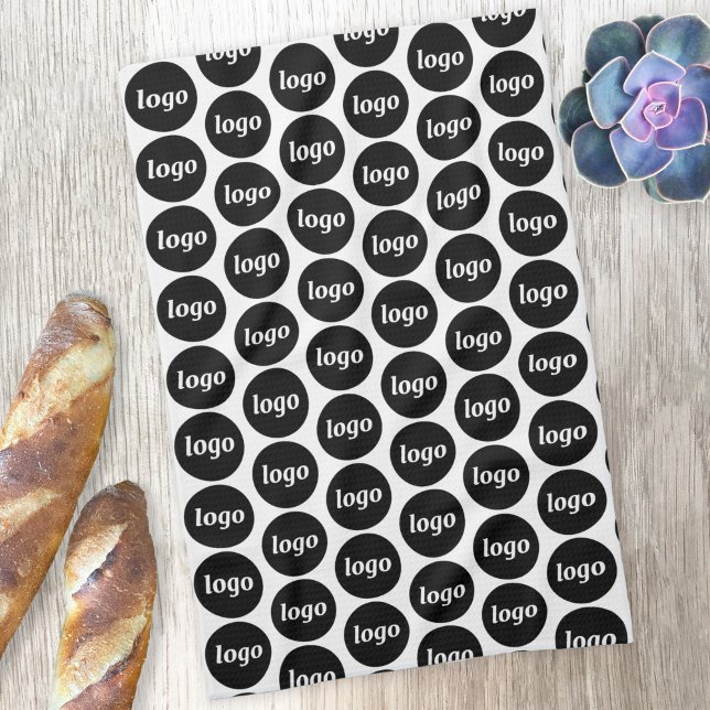Simple Logo Pattern Business Promotional Tea Towel (Logo pattern business branding promotional kitchen tea towel)