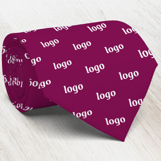 Simple Logo Pattern Dark Cherry Red Business Tie