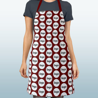 Simple Logo Pattern Promotional Dark Red Burgundy Apron