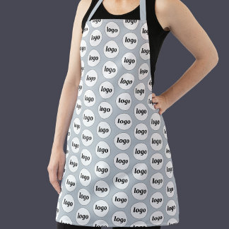 Simple Logo Pattern Promotional Light Blue Apron